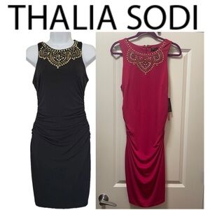 NWT $80R Thalia Sodi Acapulco Magenta Spark Bead Embellished Dress. Size Large